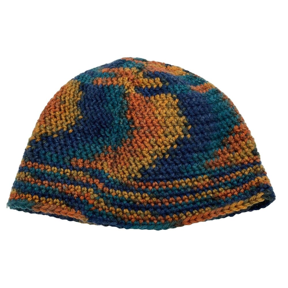 Hand Made Medium Big Cotton Crochet Beanie Colorful